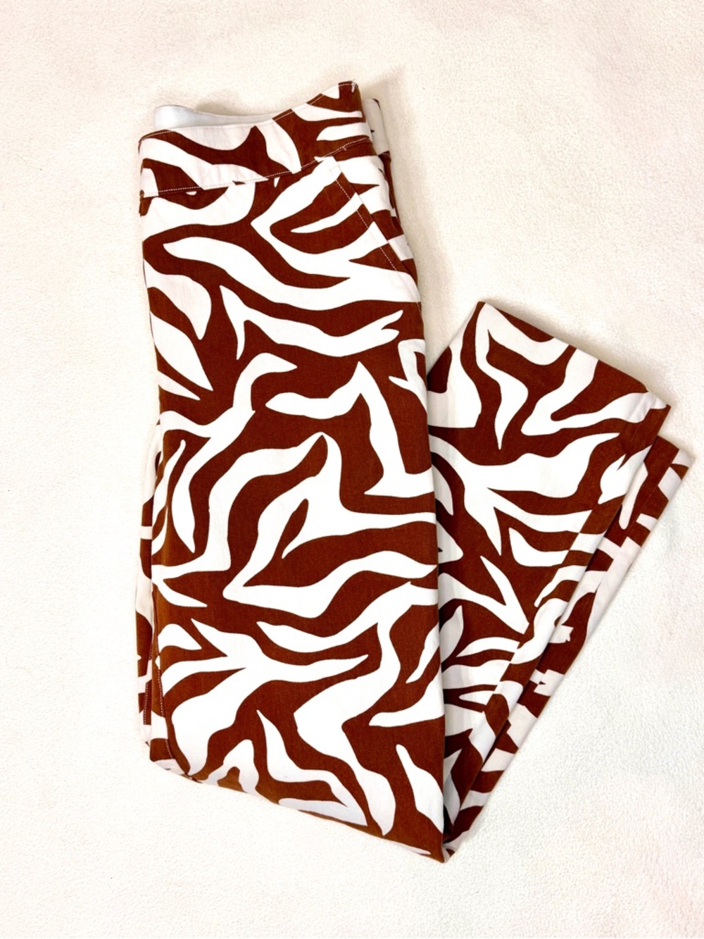 SPANX Brown and White Zebra-Print Leggings